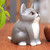 Handcrafted Kitten Suar Wood Figurine in Grey Hues 'Dreamy Kitten'