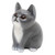 Handcrafted Kitten Suar Wood Figurine in Grey Hues 'Dreamy Kitten'