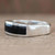 Men's Rectangular Inlay Black Jade Band Ring from Guatemala 'Bravery in Black'