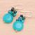 Multi-stone Turquoise Colored Dangle Earrings from Thailand 'Cyan Baubles'