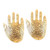 Hand-Shaped Aluminum Incense Holders Pair 'Golden Hamsa'