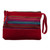 Red Suede Wristlet Bag with Hand-Woven Andean Motif 'Sunset in The Andes'