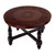 Round Coffee Table Handmade from Wood and Embossed Leather 'Tropical Scents'