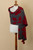 Floral-Themed Grey and Red Alpaca Blend Shawl Knit in Peru 'Thought'