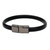 Unisex Black Leather Wristband Bracelet with Zamac Clasp 'Black Cosmopolitan'