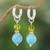Silver Hoop Earrings with Reconstituted Turquoise  Quartz 'Chic Duo'