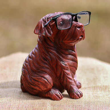 Hand Crafted Jempinis Wood Eyeglass Holder, 'Make a Spectacle