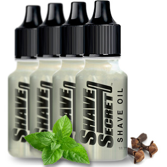 Shave Secret Shaving Oil
(4 - 18.75 ml bottles) - Shave Secret Shaving Oil provides the most comfortable, smooth shave ever! Shave Secret takes the place of all shaving creams, soaps, gels, powders, after shave and moisturizing lotions.