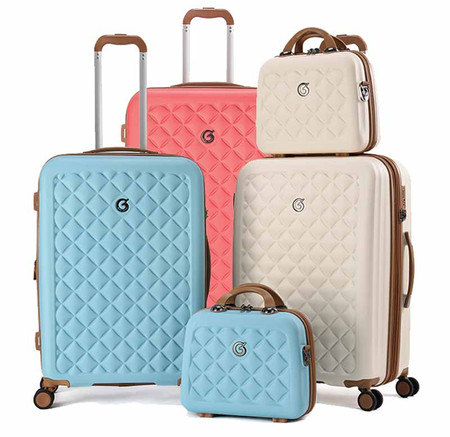 GOBY LONDON Suitcase (White/Pink/Blue) (GB-3603)