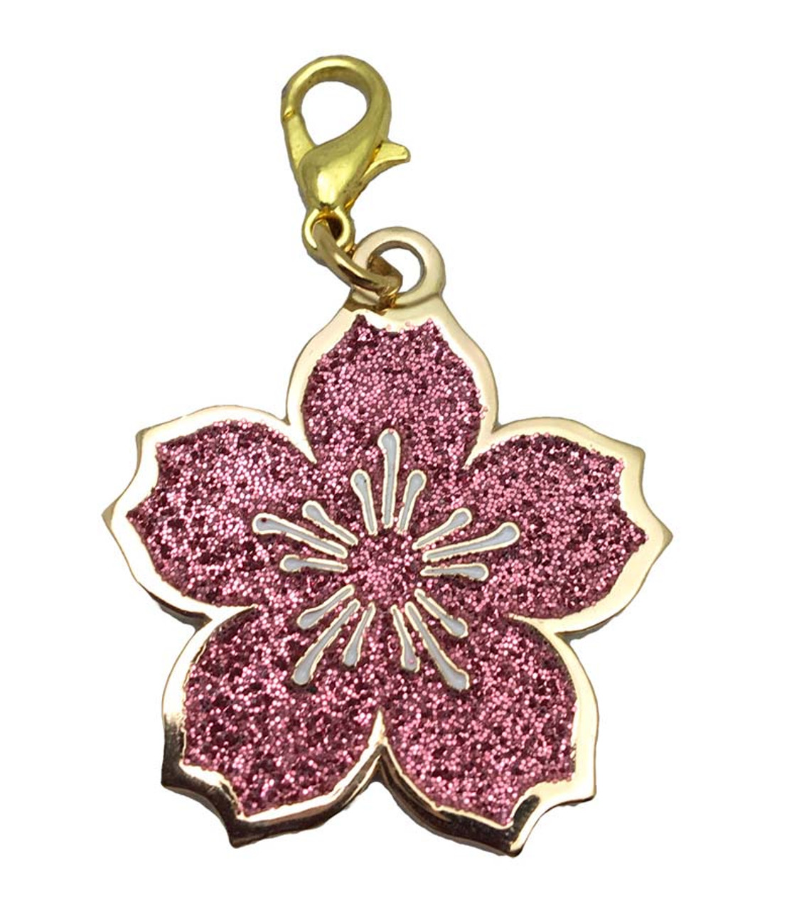 Pink pastel cherry florals monogram keychain