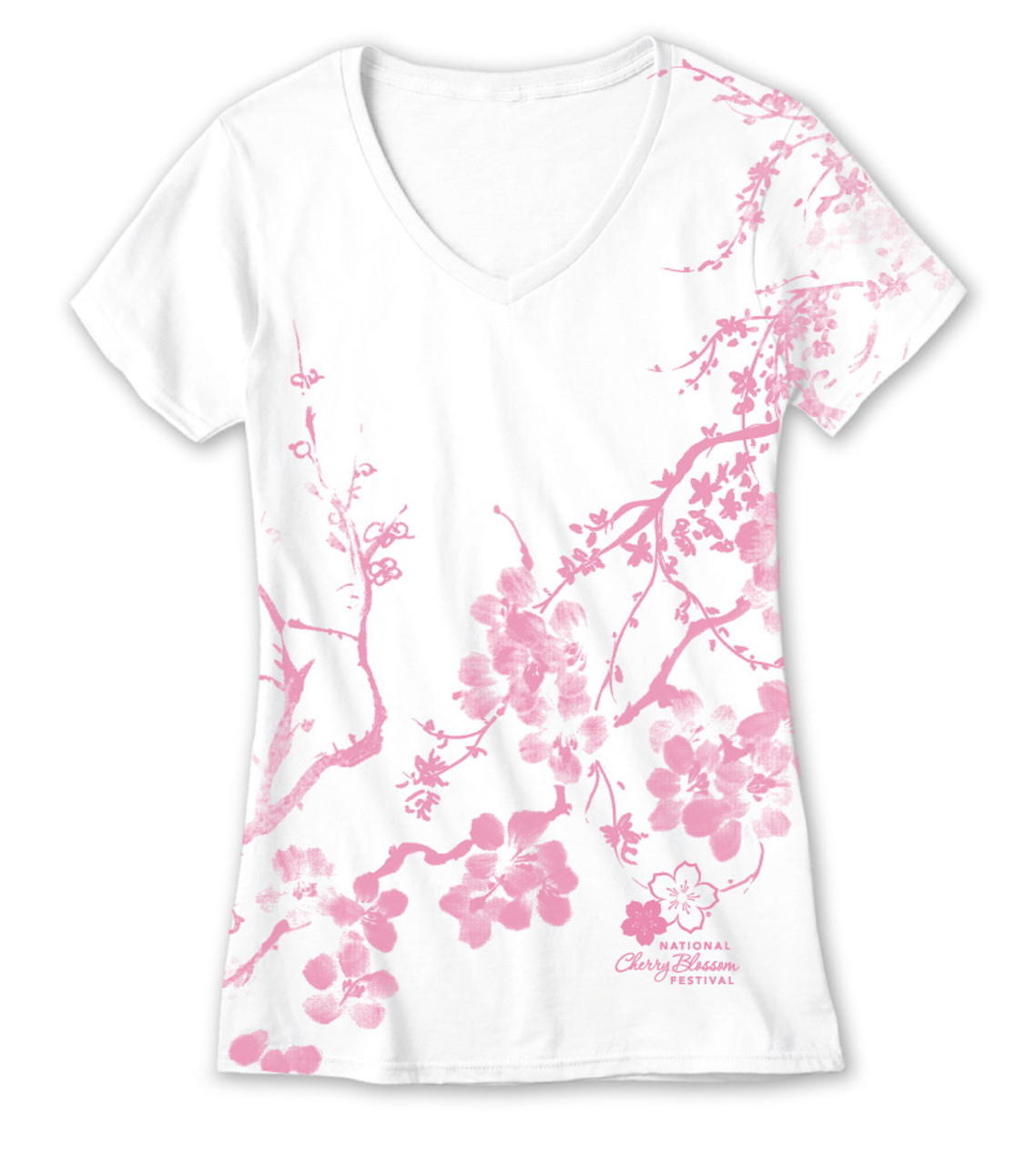 Cherry Blossom Kimono All Over Print Ladies V-Neck - Logo Vision, LLC