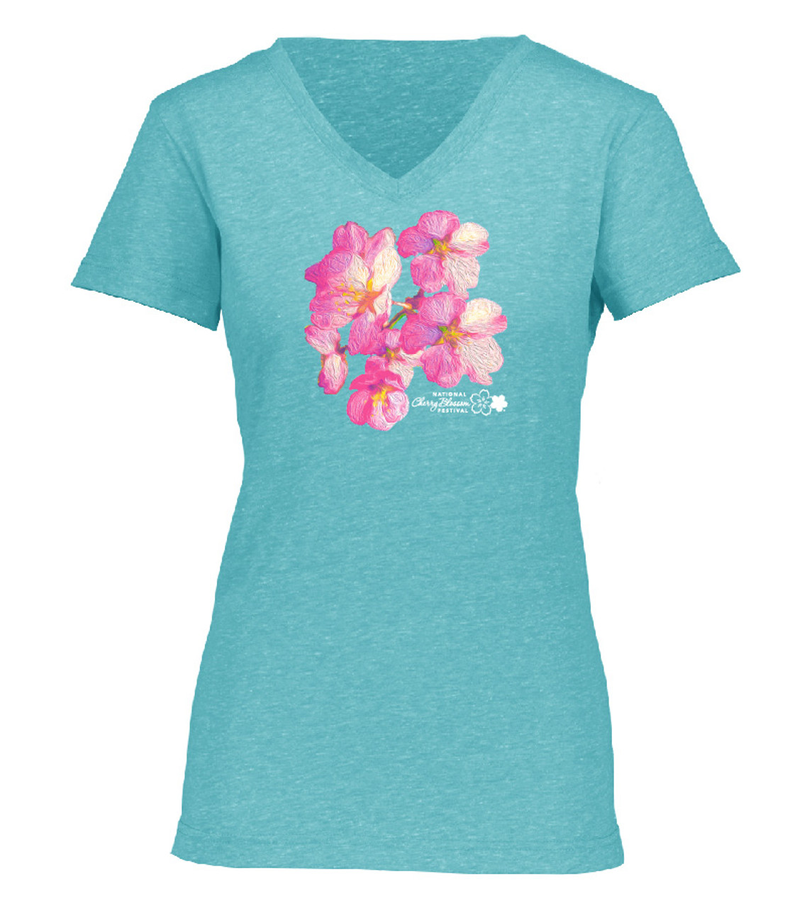 National Cherry Blossom Festival Clouds Melange V-Neck - Logo Vision, LLC