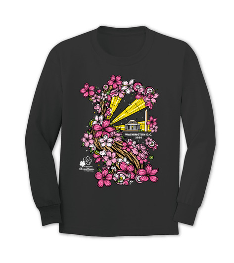2020 Official National Cherry Blossom Festival Long Sleeve Black Tee 