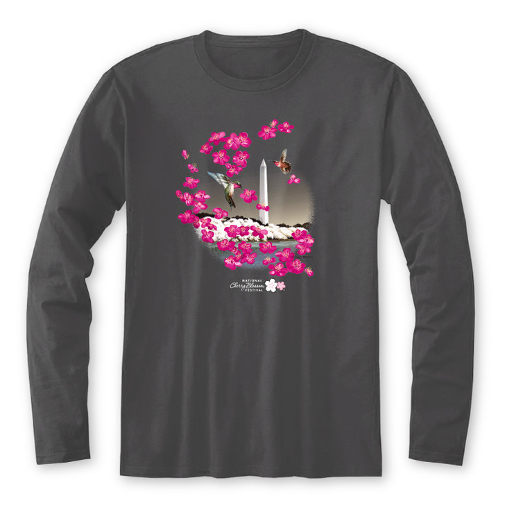 2021 Official National Cherry Blossom Festival Unisex L/S Tee Charcoal