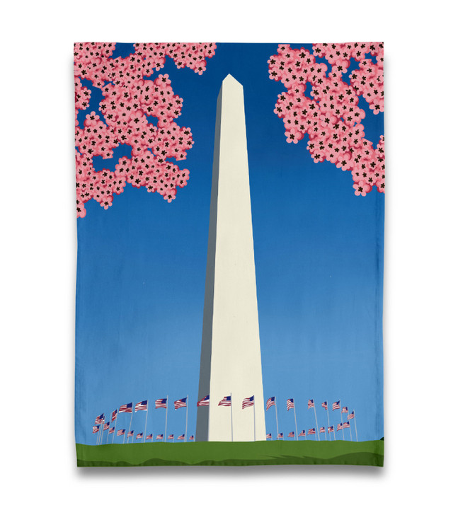 Cherry Blossom Washington Monument Tea Towel