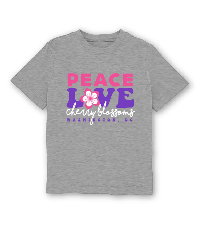 Peace Love Blossoms Youth Tee  Sports Grey