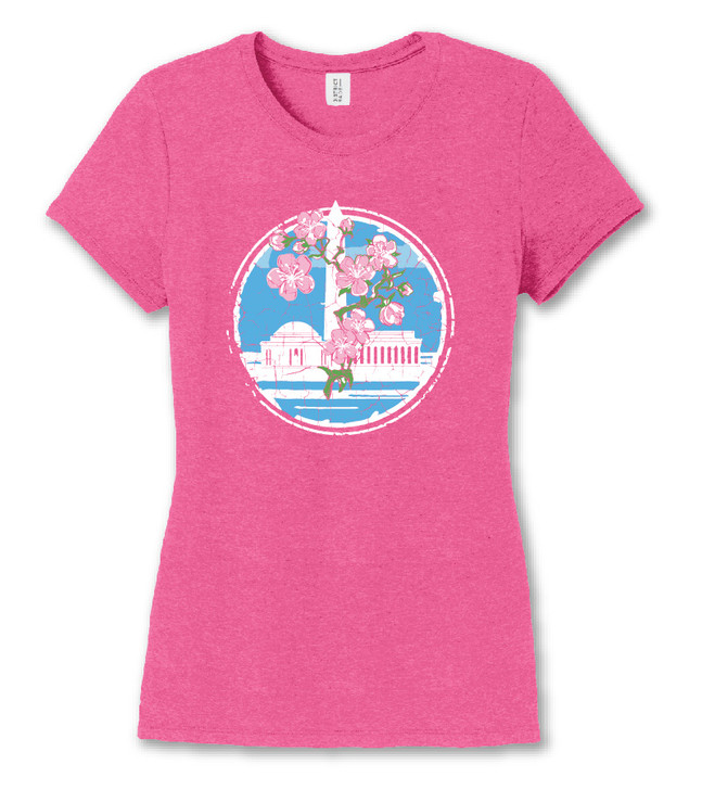 Cherry Blossom Circle Stamp Ladies Tee 