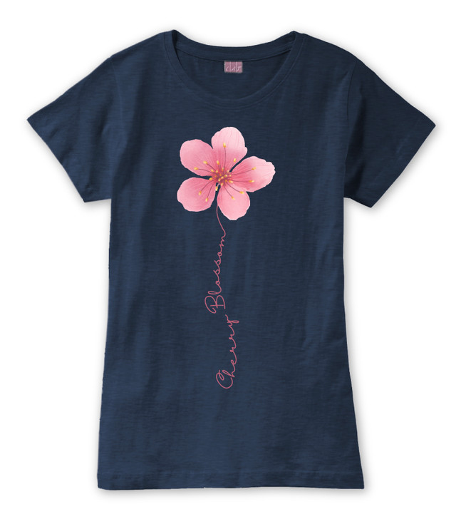 【 PROJECT】Cherry Blossom Logo T-Shirt Vertical Cherry Blossom Ladies Tee - Logo Vision, LLC