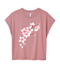 カットソー(半袖/袖なし) mame Cherry Blossom Motif Jacquard Tops National Cherry Blossom Festival Clouds Melange Drop Shoulder Tee
