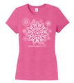 Cherry Blossom Mandala Ladies Tri Blend Fuschia Frost Tee 