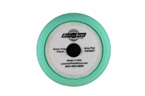 9" US Green Polishing Foam Grip Pad with Center Tee, Contour Edge (940GT)