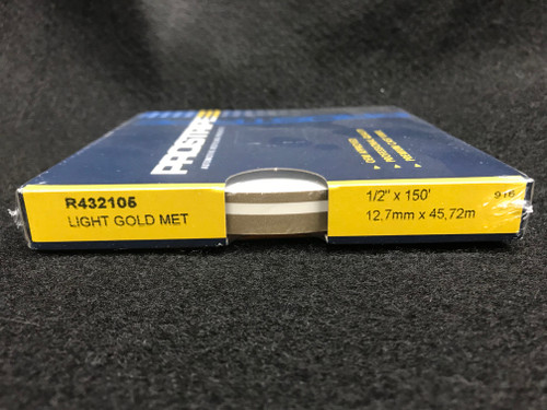 R432105 Light Gold Metallic Double Stripe Thick & Thin 1/2" x 150'