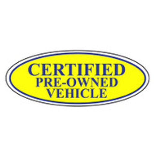Certified Pre-Owned Vehicle Oval Sign {Blue/Yellow} (EZ196-C)