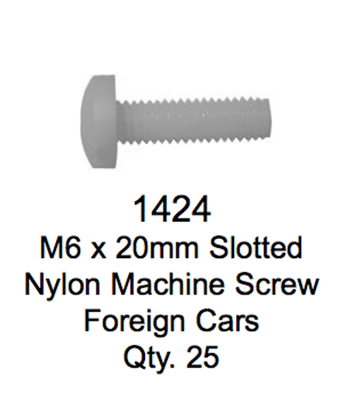 License Plate Fasteners 1424 Slotted Nylon Machine Screw