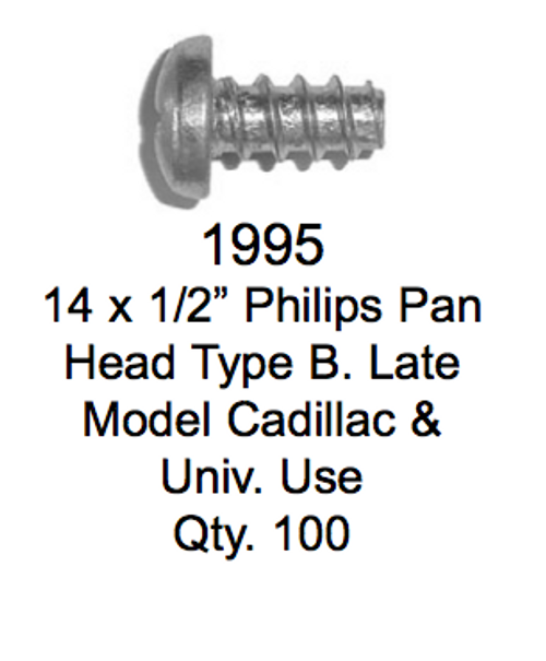 License Plate Fasteners 1995 Philips Pan Head Type