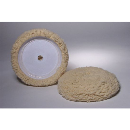 VELCRO WHITE WOOL BUFFING PAD- 7.5" X 1.5" (HB 175)