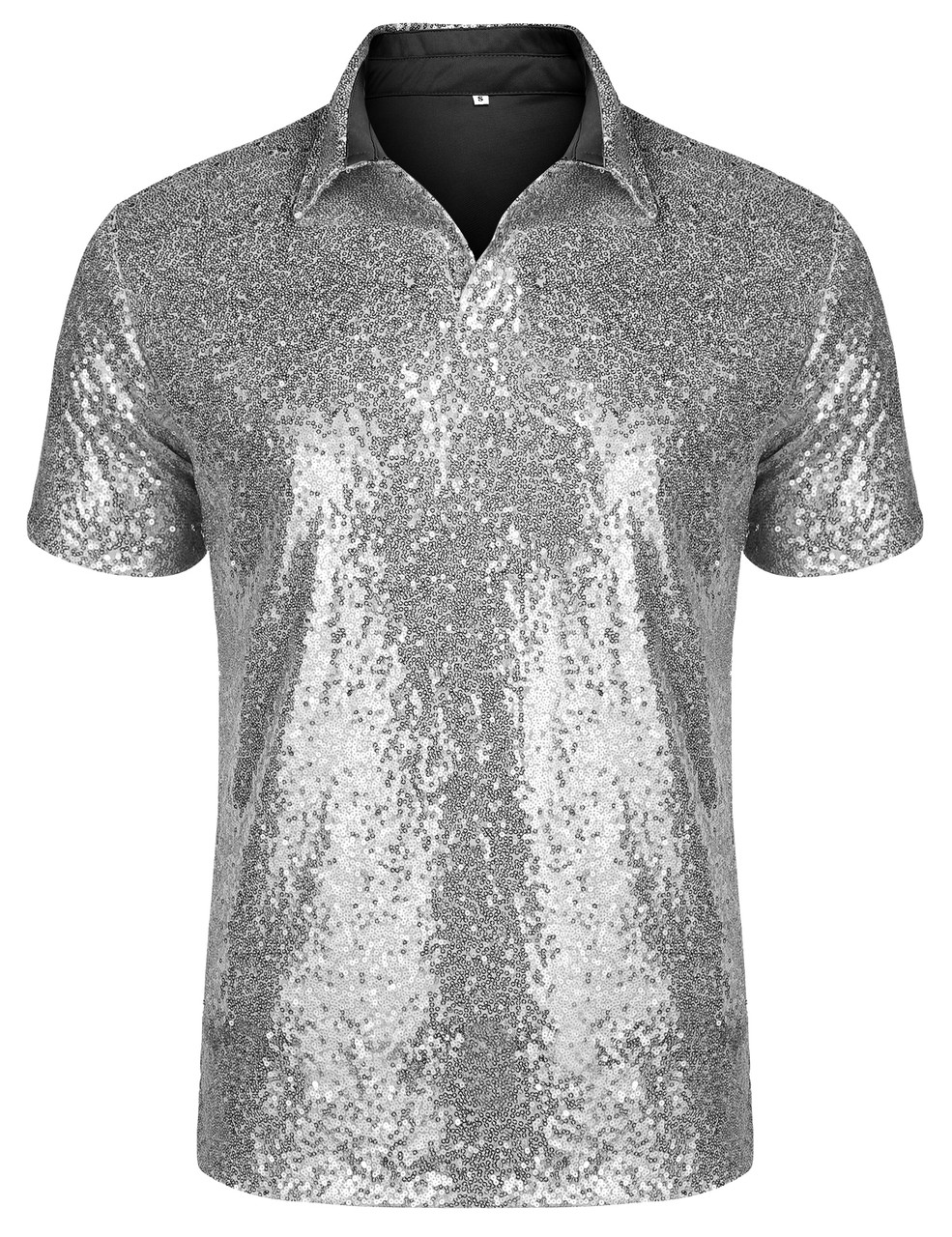 adviicd Sun Protection Shirts for Men Men's Relaxed Short Sleeve TurnDown  Sparkle Sequins Polo Shirts T-Shirts Tops