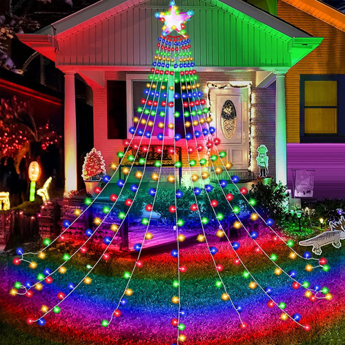 COCOBELA Outdoor Christmas Decorations Multicolor Waterfall Lights 298 LED 8 Modes Tree Light Gift, Plug In Clear Wire Waterproof Patio Light Decor for Home Xmas Tree Wedding Yard Porch Holiday Decor COCOBELA Outdoor Christmas Decorations Multicolor Waterfall Lights 298 LED 8 Modes Tree Light Gift, Plug In Clear Wire Waterproof Patio Light Decor for Home Xmas Tree Wedding Yard Porch Holiday Decor