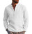 URRU Men's Linen Cotton Blend Henley Shirt Roll-up Long Sleeve Basic Summer Vintage Shirt Band Collar Plain Tee