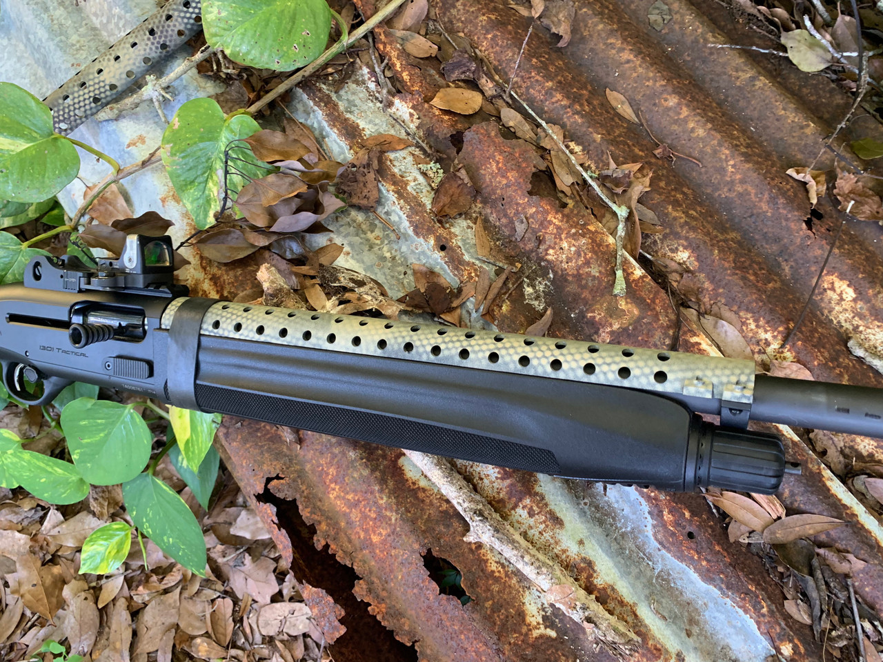 Beretta 1301 CUSTOM SOLID TAN SPRAY Heat Shield + Ranger Bands