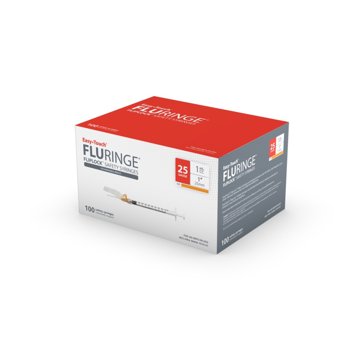 EasyTouch® Fluringe™ FlipLock W/ Exch Needle - 25G, 1cc (5/8