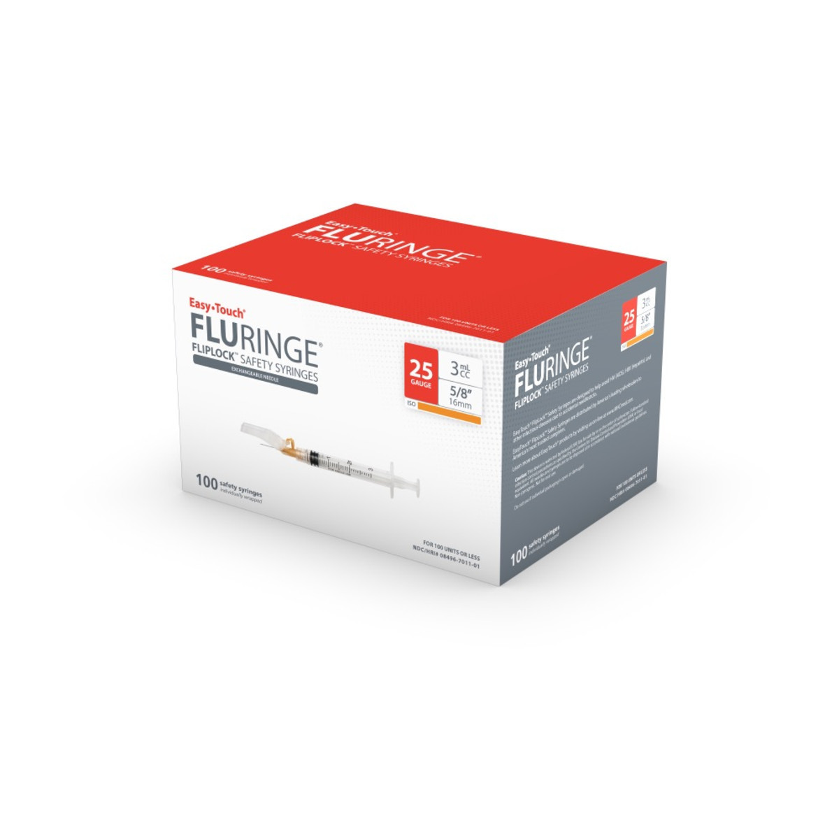 EasyTouch® Fluringe™ FlipLock W/ Exch Needle 25G, 3cc Syringe