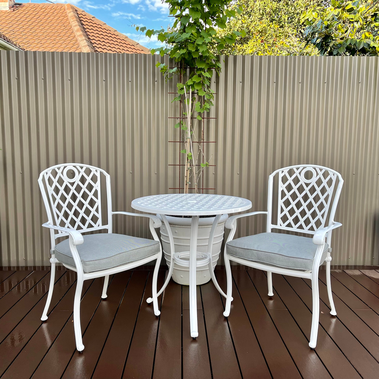 three piece outdoor table and chairs