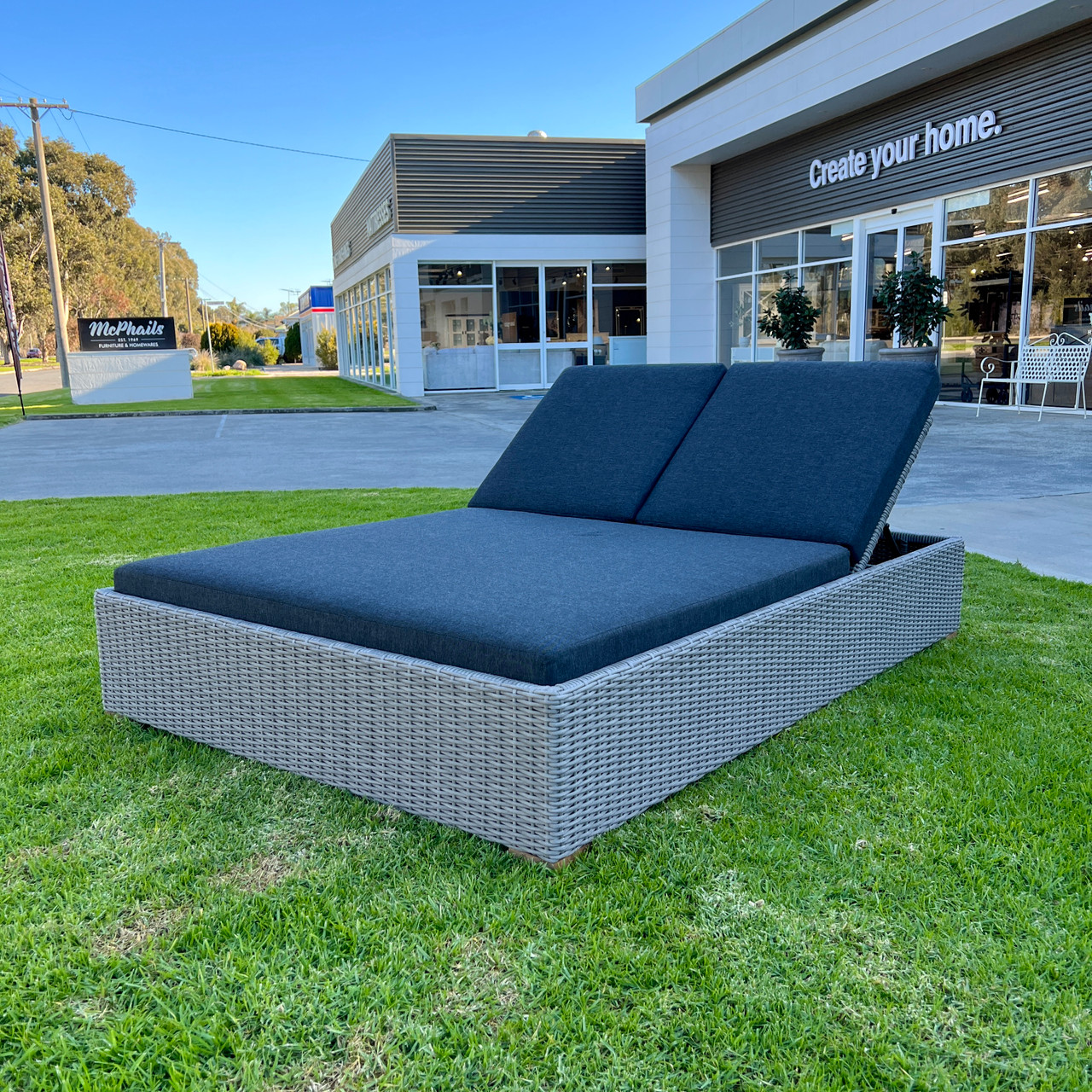 long double chaise with cushions