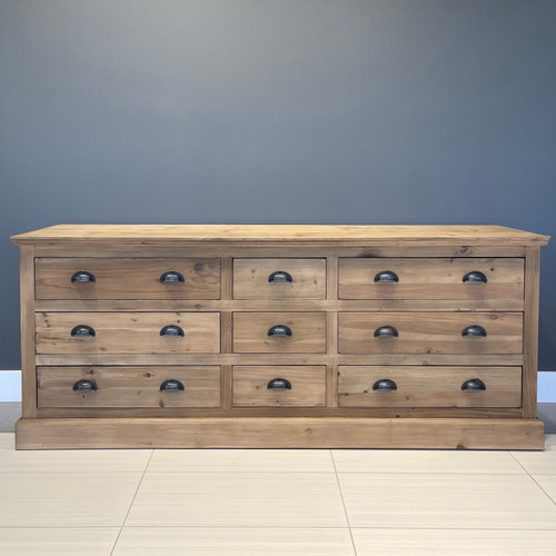 Warby Buffet w/ 9 Drawers - Made from recycled materials inc. metal, timber & hardware. Expect imperfections such as warping, scratches, dents, cracks, splinters & chips, these ARE NOT covered by warranty.