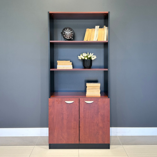 Performance Bookcase Split Large - Red Gum/ Charcoal