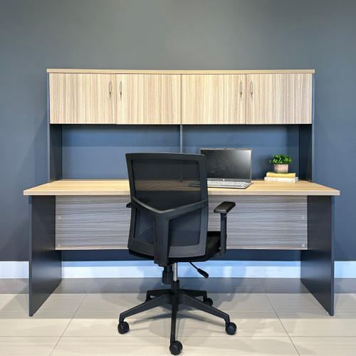 Performance 1800 Office Desk & Hutch - Natural Oak/ Charcoal