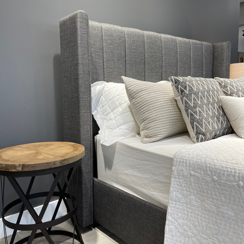 Trent Upholstered Bed w/ Storage - Dark Grey