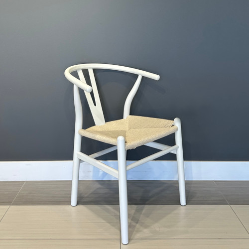 Wishbone Dining Chair - White w/ Natural Seat