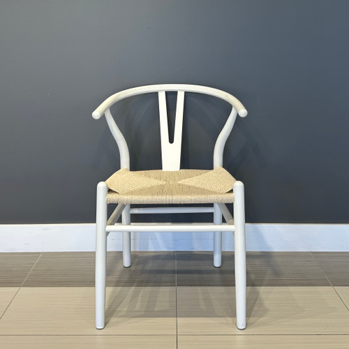 Wishbone Dining Chair - White w/ Natural Seat