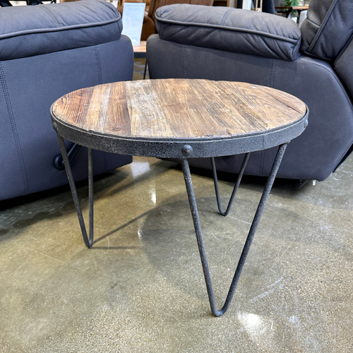 Warby Lamp Table - Made from recycled materials like metal, timber & hardware. Expect imperfections such as warping, scratches, dents, cracks, splinters & chips, these are NOT covered by warranty.