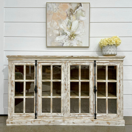 Juliet White Washed Buffet - Made from recycled materials inc. metal, timber & hardware. Expect imperfections such as warping, scratches, dents, cracks, splinters & chips, these ARE NOT covered by warranty.