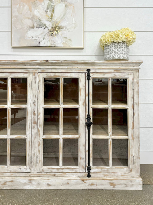 Juliet White Washed Buffet - Made from recycled materials inc. metal, timber & hardware. Expect imperfections such as warping, scratches, dents, cracks, splinters & chips, these ARE NOT covered by warranty.