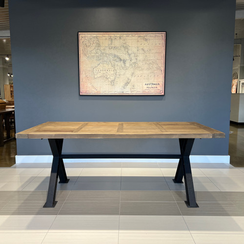 Lockhart 2.5m Dining Table & 8x Lockhart Dining Chairs - Made from recycled materials like metal, timber & hardware. Expect imperfections such as warping, scratches, dents, cracks, splinters & chips, these are NOT covered by warranty.