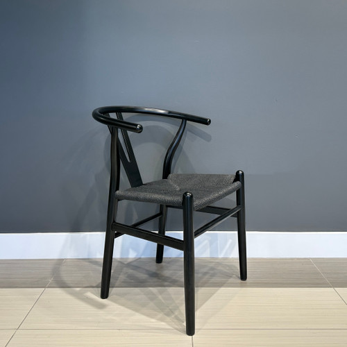 Wishbone Dining Chair - Black w/ Black Seat