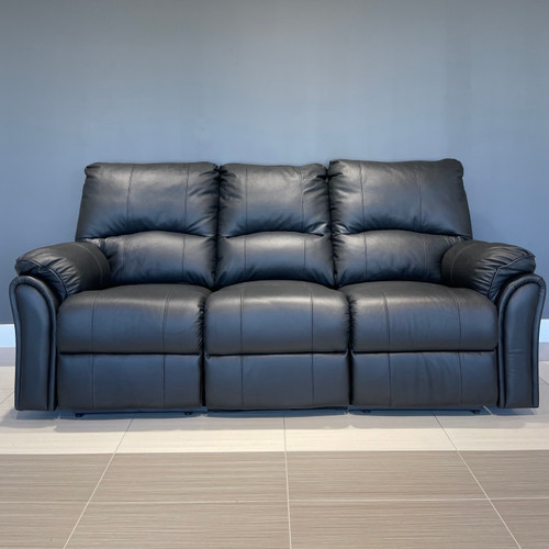 Kentucky Reclining 3 Seater - Black Leather